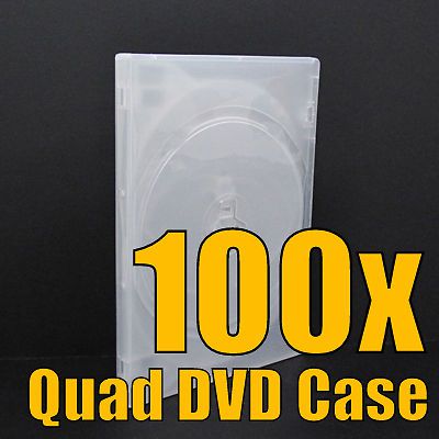 100x Blank Quad 4 Discs DVD Box Case Clear Standard