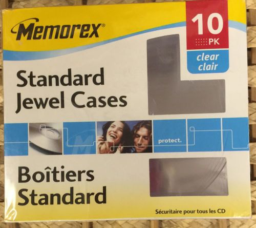 Memorex 10 pk standard jewel cd or dvd cases clear top and tray for sale