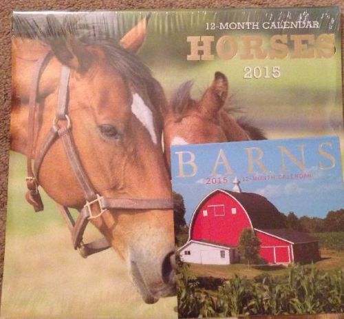 2015 Wall Calendar 12 Month Set of Horses  And Mini Barns Organizer Planner