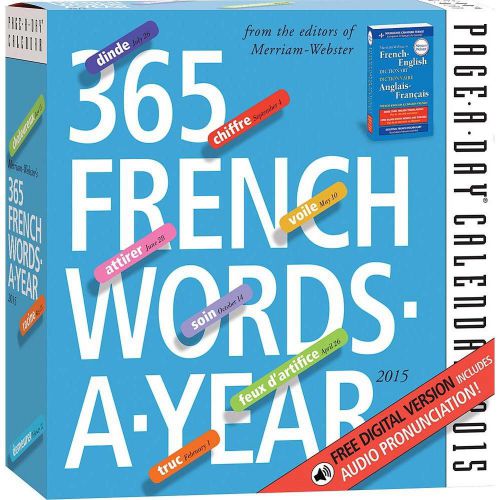 365 French Words a Day 2015 Desk Calendar Free Shipping New