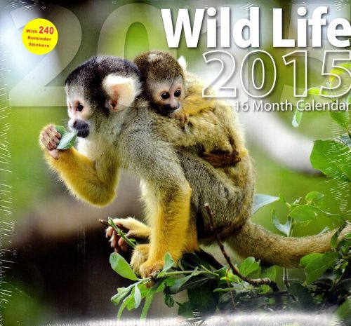 Wild Life - 2015 16 Month WALL CALENDAR with 240 Stickers - 12x11