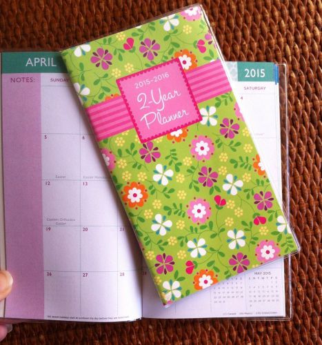 2015-2016 Flower 2 Two Year Planner Pocket Purse Calendar Christmas NEW