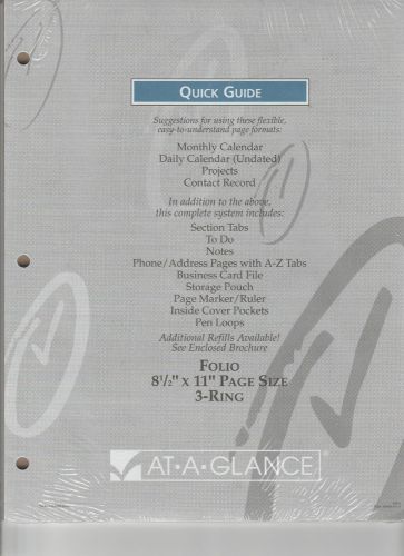 Quick Guide At-A-Glance Folio 8.5&#034; x 11&#034; Page Size 3-Ring