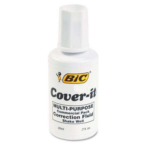 BIC Cover-It Correction Fluid, 20 ml Bottle, White, Each - BICWOC12WE