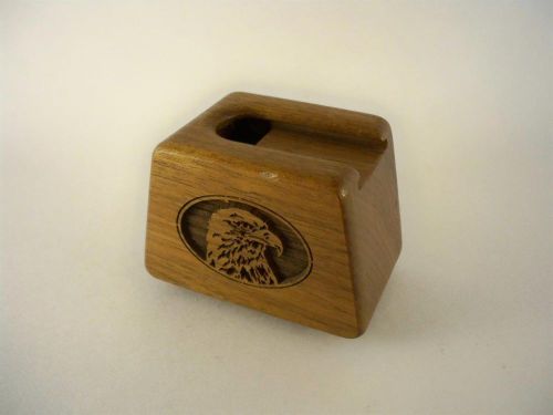 Vintage Lasercraft Wood Box Eagle Head Stamp Roll Dispenser