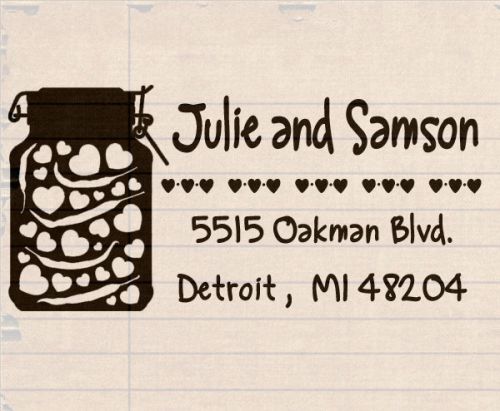 Custom rubber self inking stamp save the date jar address wedding personalized for sale