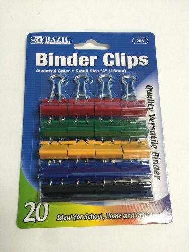 40 assorted Color Binder Clips Small Size 3/4 inches 19mm office school 2 packs