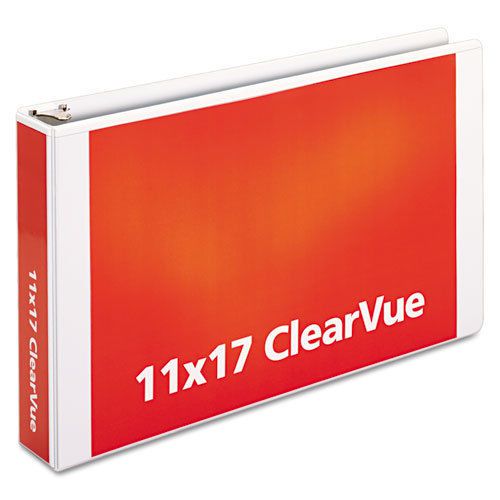 Tabloid ClearVue Slant-D Ring Binder, 2&#034; Capacity, 11 x 17, White