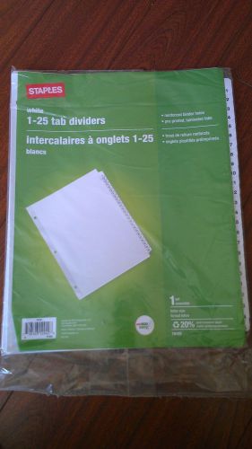 Staples Preprinted 1-25 Index Punched Tab Dividers Model: 19102-CA