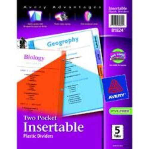 Avery Plastic Double Pocket Dividers 5 Tab Color