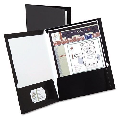 Esselte 51706 Oxford Laminated Twin Pocket Folders, Letter Size, 25/BX, Black