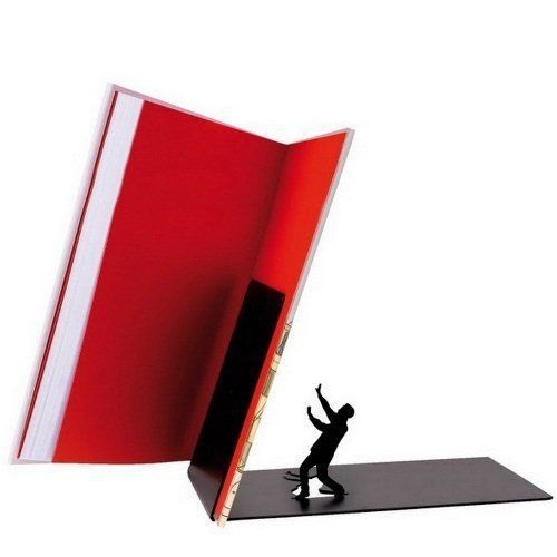 Falling Books Organizer Read Bookend Metal Display Desk Table Office Stand Human