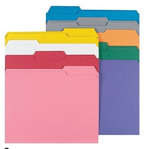 Staples File Folders w/ Reinforced Tabs, Letter, 3 Tab, Assortment A, 100/Box