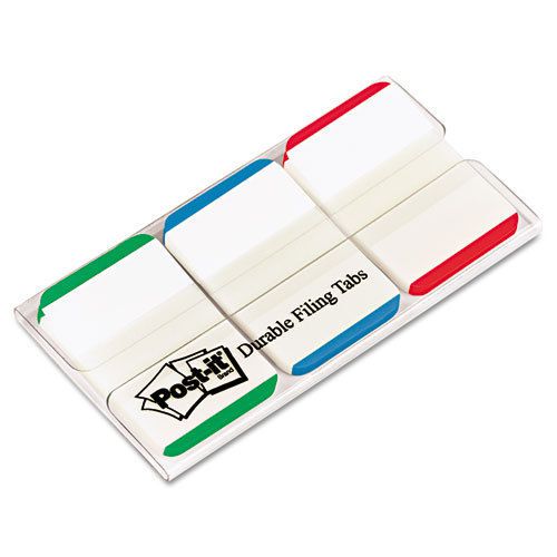 Durable file tabs, 1 x 1 1/2, striped, blue/green/red, 66/pack for sale