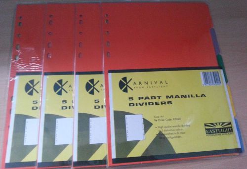5 Part Manilla Dividers x 4 Packs