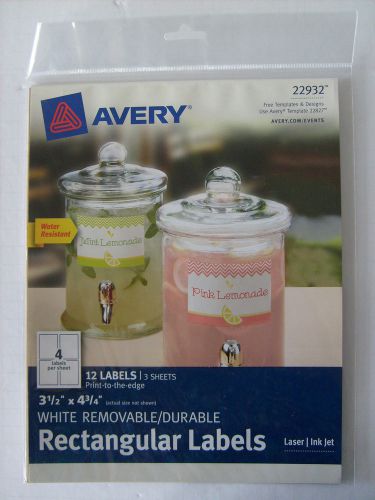 Avery 22932 Print to the Edge White Removable  Rectangular 12 Labels NOT 22807 ?