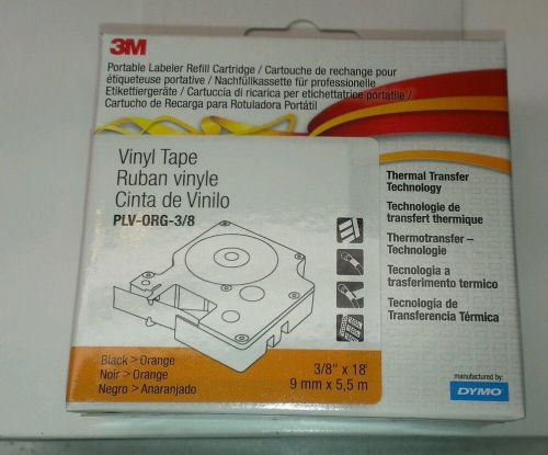 3M DYMO PLV 3/8 Orange Vinyl Tape Label Refill Cartridge 3/8&#034; x 18&#039; lot of 5