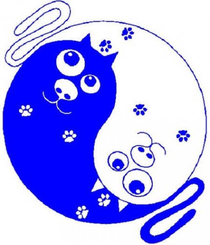 30 Custom Blue Cat Yin Yang Personalized Address Labels