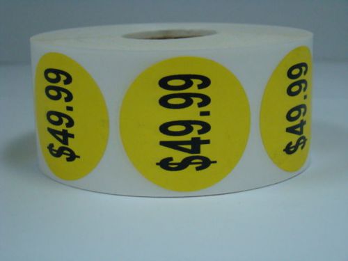 1 Roll 1000 each 1.5&#034; Round YELLOW $49.99 Price Point Pricing Labels Stickers