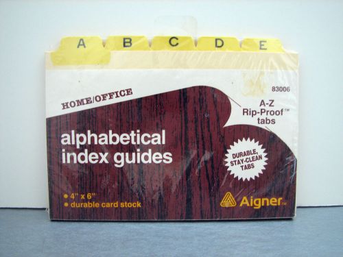 Aigner 4&#034;x6&#034; ALPHABETICAL INDEX GUIDES A-Z rip-proof durable stay-clean tabs NIP