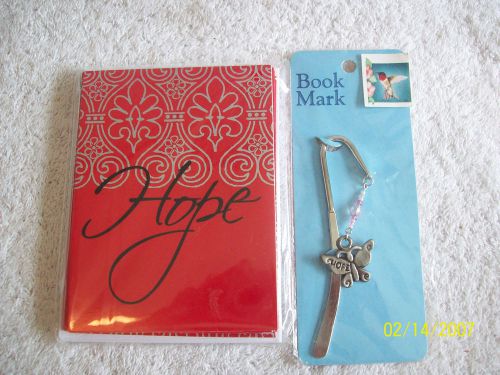 New~&#034;HOPE&#034; Notecards (8)~Red &amp; Bookmark~Silvertone w/Butterfly