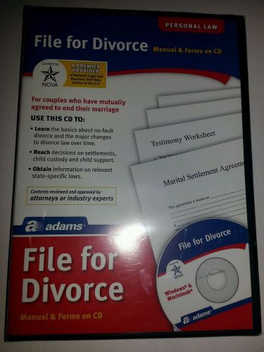 Adams File for Divorce Manual &amp; Forms on CD BNIP