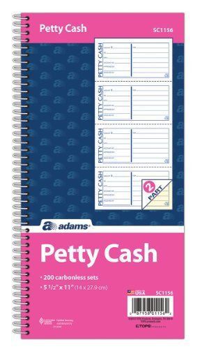 Adams two part petty cash book - 50 sheet[s] - spiral bound - 2 part - (sc1156) for sale