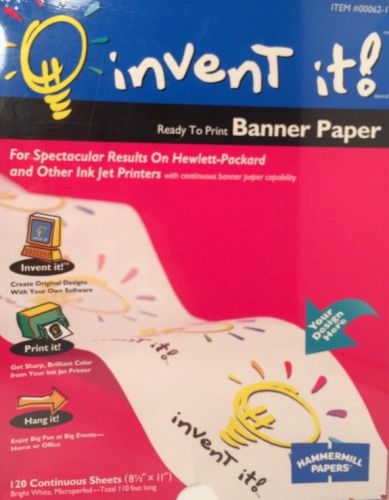 BANNER PAPER INK JET PRINTERS INVENT IT 120 CONTINUOUS SHEETS SHRINK WRAPPED NEW