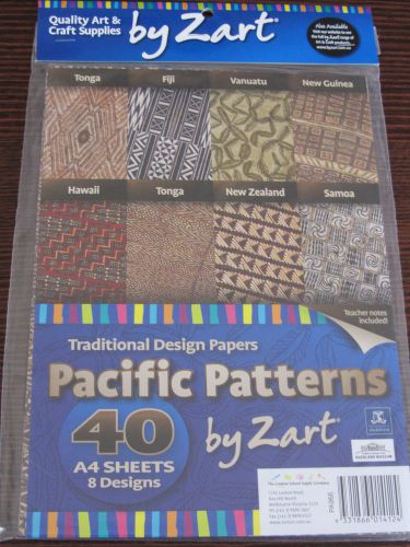 Pacific Patterns Paper by Zart - 40 sheets - 8 Designs - NEW Tonga Samoa Fiji A4