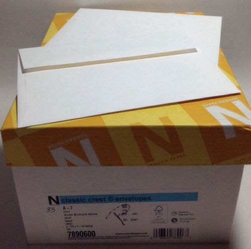 Neenah Classic Crest Avon Brilliant White Smooth Sub 80 A-7 Envelopes 145/250