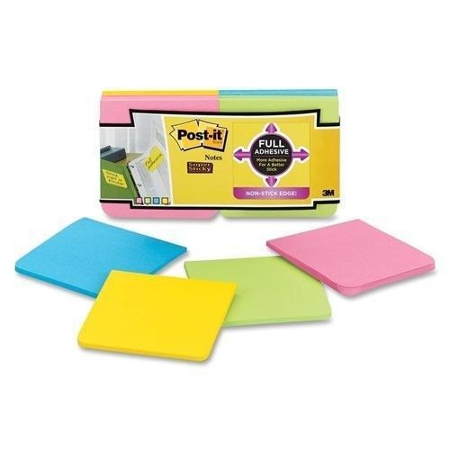 Post-It Notes Super Sticky Full Adhesive Notes, 3 X 3, Assorted Bright Colors, 1