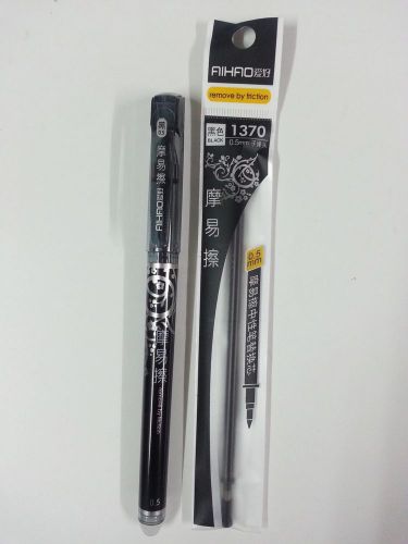 AIHAO 4370 0.5mm Erasable GEL pen BLACK  INK (1 pen + 1 refill)