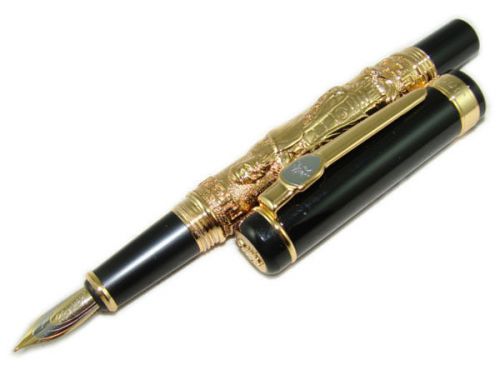 Jinhao Fountain Pen Confucius Pattern Gold Section Medium Point