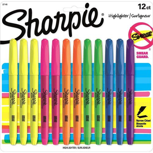 Sharpie® 12 Count No Smear Assorted Color  Highlighters, Narrow Chisel Tip