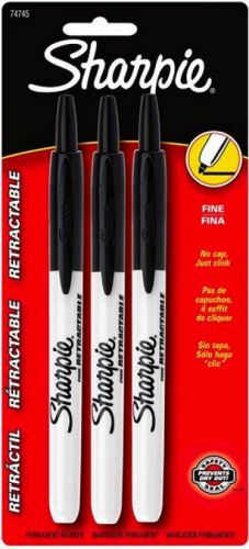 SHARPIE BLACK RETRACTABLE FINE POINT MARKERS lot of 12