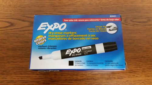 New Expo Low Odor Chisel Tip Dry Erase Markers, Black, 12 Pack  (80001)