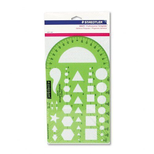 Staedtler Template, Geometric Shapes/Symbols, Protractor, Inch Scale, 9.5 x 5.5