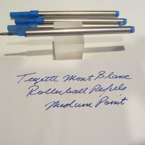 4 Terzetti Blue MEDIUM Rollerball pen refills-Fit Mont Blanc Capped Pens