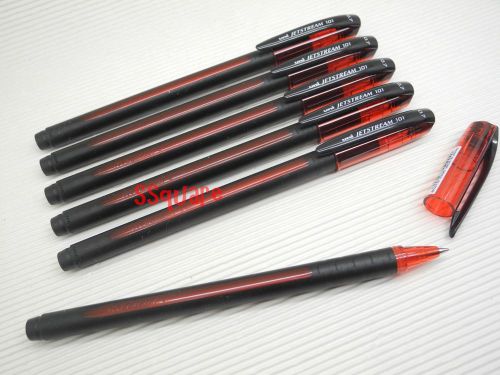 6 x Uni-Ball Jetstream SX-101 0.7mm Quick Drying Super Ink Rollerball Pens, Red