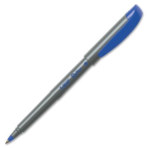 LOT OF 4 BIC Fine Point Roller Pen - Blue Ink - Gray Barrel - 12 / Pack