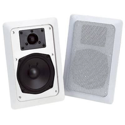 White 30 W Flush Wall Mount Speaker System Supplied with Mounting Brackets-