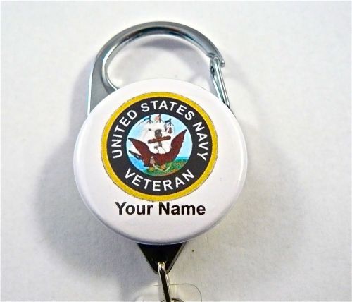 Us navy veteran carabiner id badge holder, retractable reel, keys,dr.nurse,er for sale