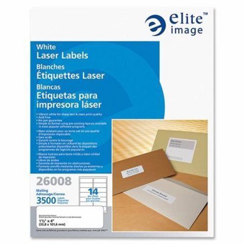 Elite Image Laser Labels, Address, 1-1/3&#034;x4&#034;, 3500/PK, White (ELI26008)