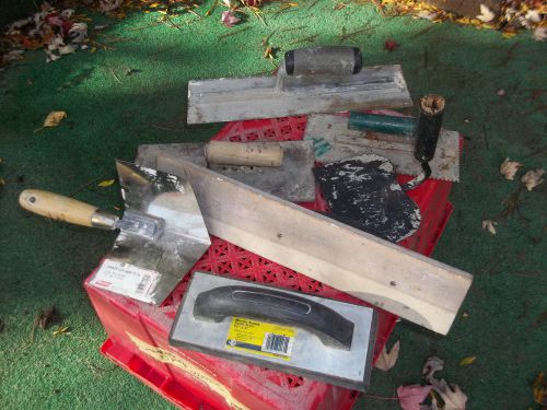 7 Masonry Tools Lot :  floats, trowels, &amp; a corner tool
