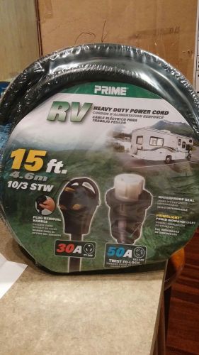 Prime wire &amp; cable 15&#039; 10/3 stw 30amp to 50amp rv cord rv3050t915 for sale