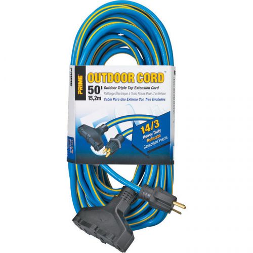 Prime wire &amp; cable 50-ft outdoor extension cord w/triple tap #kc606730 for sale