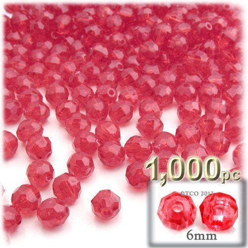 The Crafts Outlet 1000-Piece Faceted Plastic Transparent Round Beads  6mm  Chris