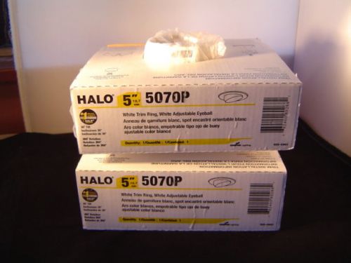 Set/2 Halo 5070P White Trim Ring Adjustable Eyeball Recessed Lighting Fixture 5&#034;