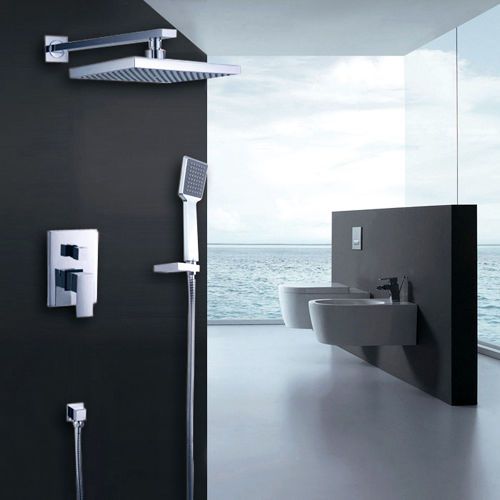 Chrome wall mounted rain shower head &amp; handshower shower system free shipping for sale