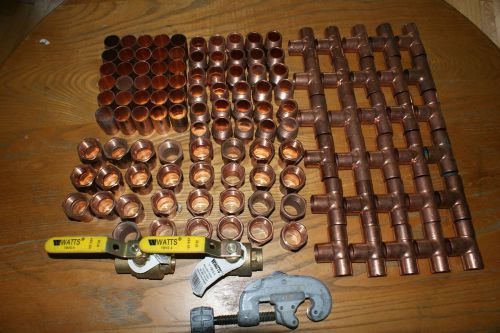 Copper fittings 3/4&#034; huge lot nibco mueller watts rigid pipe cutter valves new! for sale